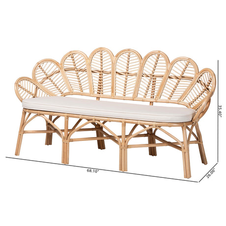 Raisa Natural Rattan Accent Bench by Wicker Fair