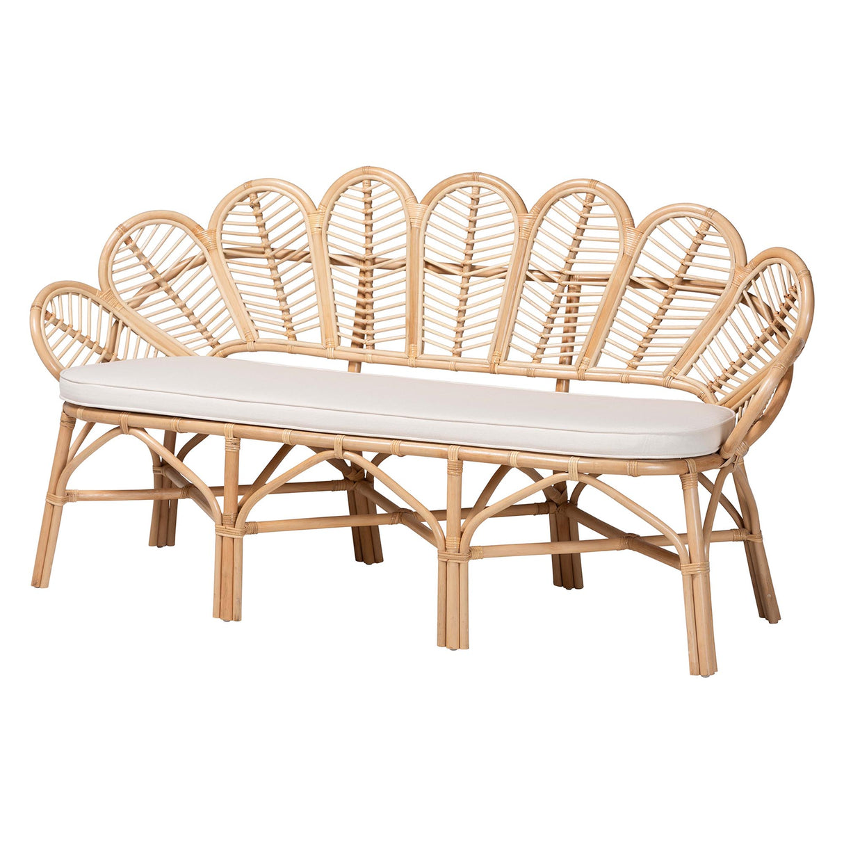 Raisa Natural Rattan Accent Bench by Wicker Fair