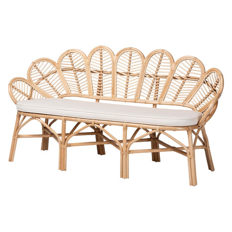 Raisa Natural Rattan Accent Bench by Wicker Fair