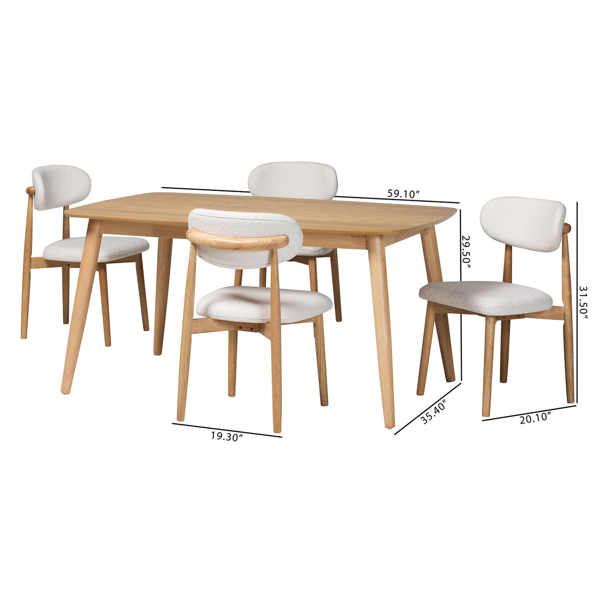 Emily 5-Piece Dining Set by Wicker Fair