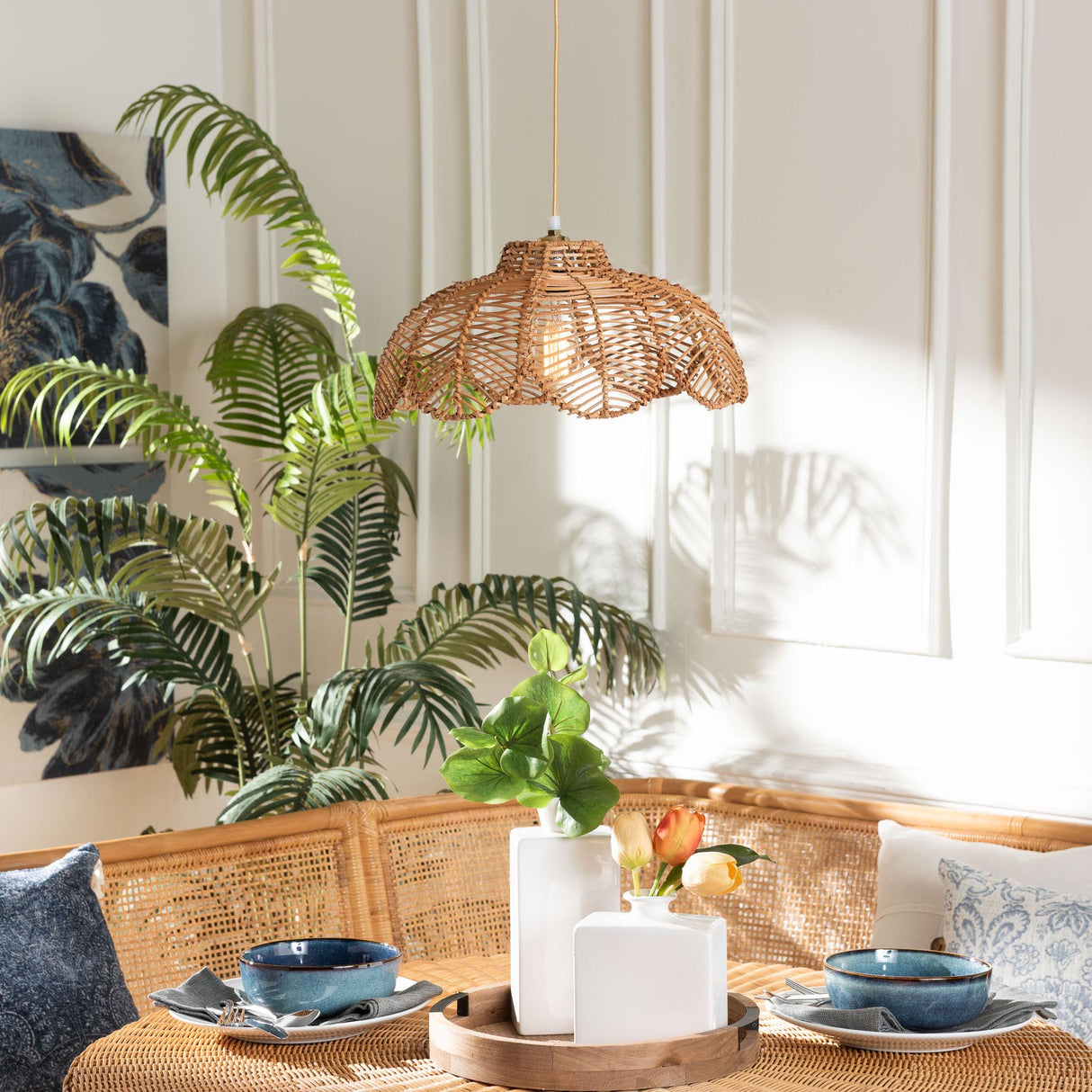 Oceana Natural Rattan Pendant Lampshade by Wicker Fair