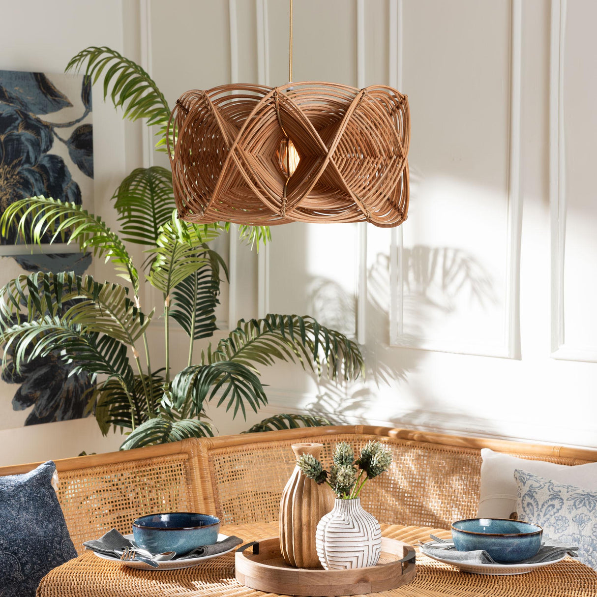 Isles Natural Rattan Pendant Lampshade by Wicker Fair