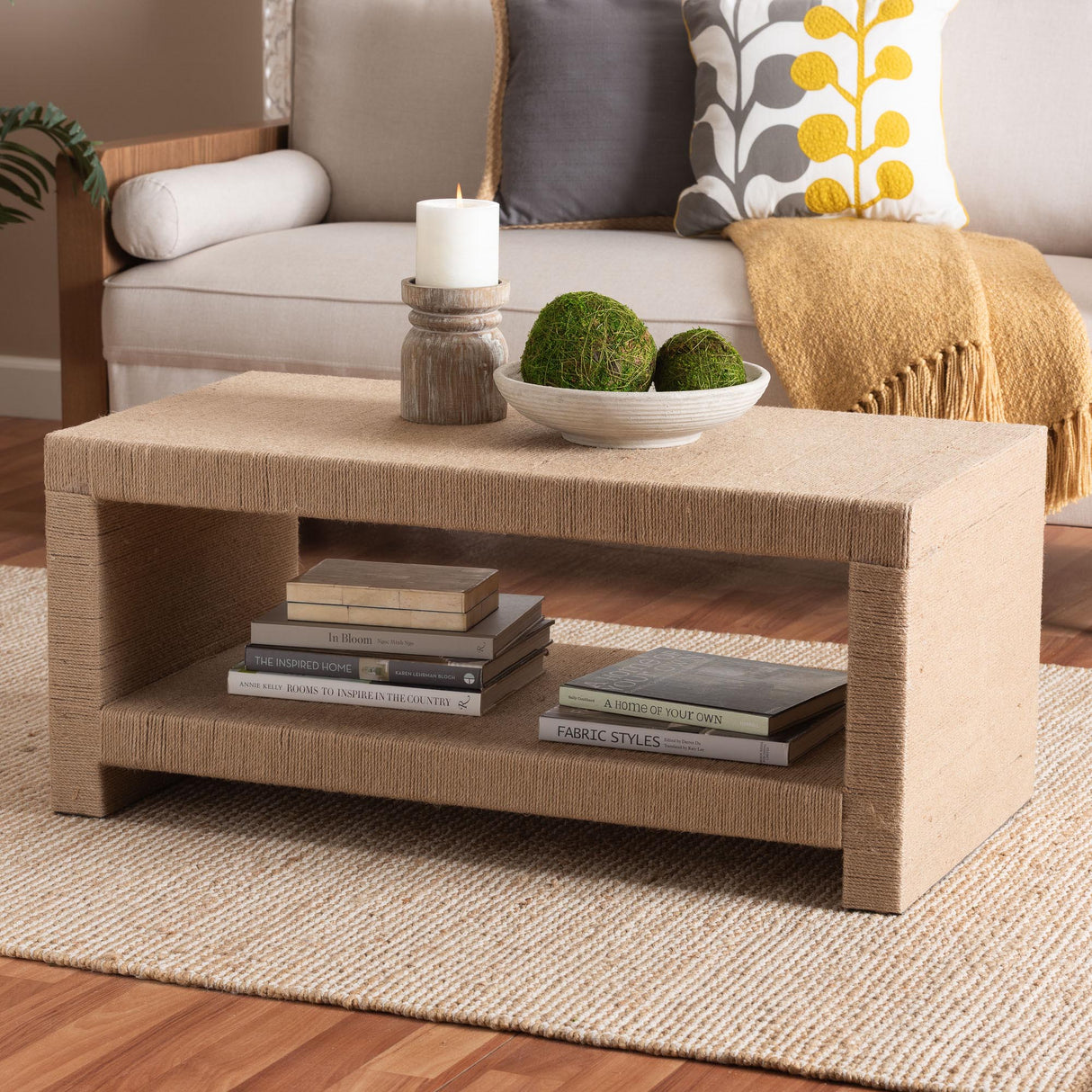 Malaya Handwoven Jute Coffee Table by Wicker Fair