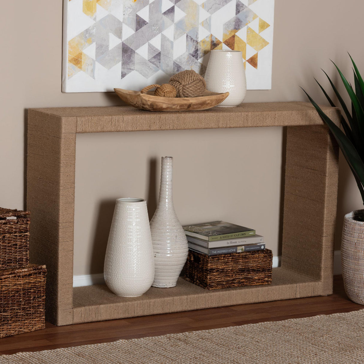 Rashi Handwoven Jute Console Table by Wicker Fair