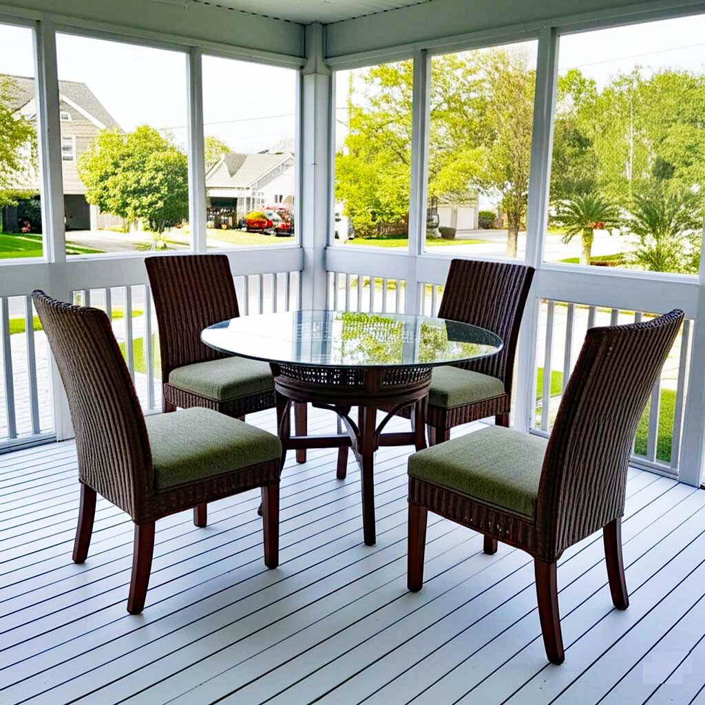 Farmhouse 6 Pc Custom Rattan Dining Set by Braxton Culler