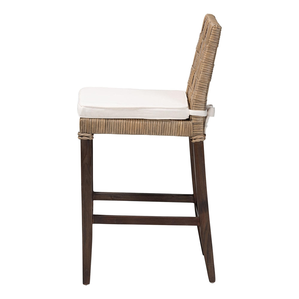 Fatima Wicker and Wood Barstool by Wicker Fair