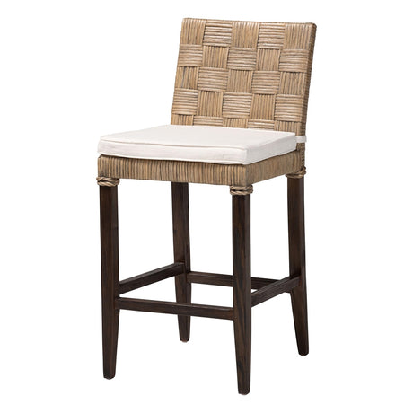 Fatima Wicker and Wood Barstool by Wicker Fair