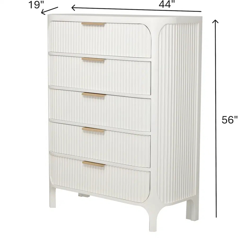 Montauk 5-Drawer Chest Model FL-B49935-WHITE By Finn & Louise