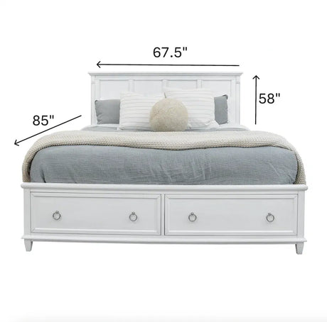 Point Breeze Storage Queen Bed Model FL-B650QBED-STORAGE-FRESHWHITE By Finn & Louise