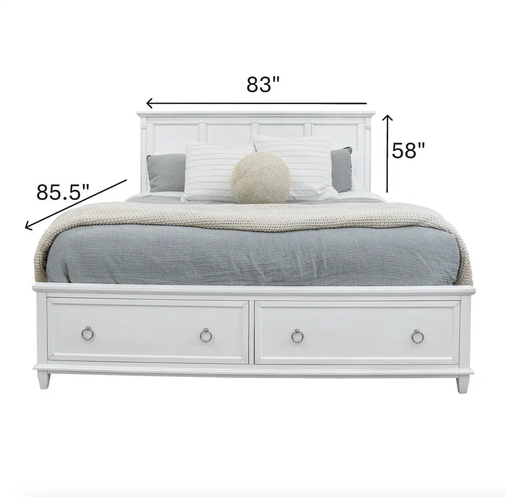 Point Breeze Storage Queen Bed Model FL-B650QBED-STORAGE-FRESHWHITE By Finn & Louise