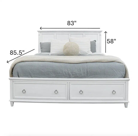 Point Breeze Storage Queen Bed Model FL-B650QBED-STORAGE-FRESHWHITE By Finn & Louise