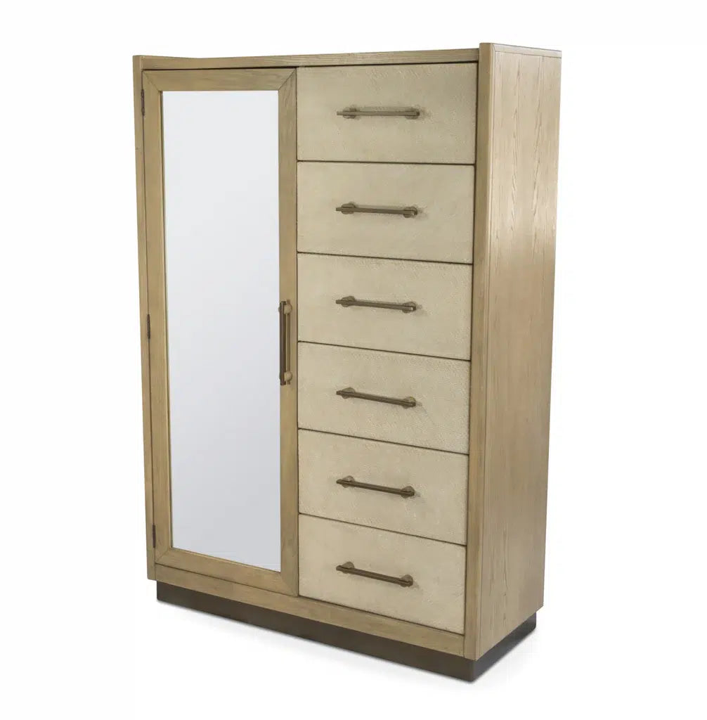Rio Vista Woven Mirrored Door Chest Model FL-B70037-EARTHCLAY by Finn & Louise