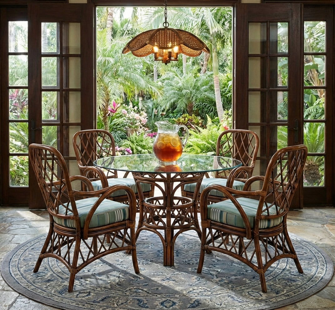 Florida Dining Set with 4 Arm Chairs by Wicker Fair