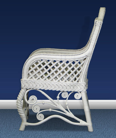 Majestic White Wicker Rattan Dining Arm Chairs MAC by Wicker Fair