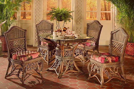 Gazebo Rattan Brownwash Dining Table with Glass Top Model GDT from Spice Island Wicker