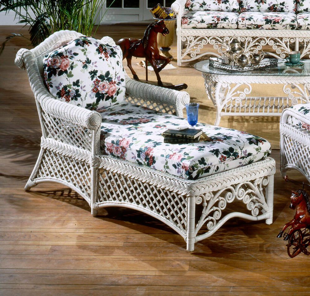 Gazebo White Rattan Chaise Lounge Model GCL from Spice Island Wicker