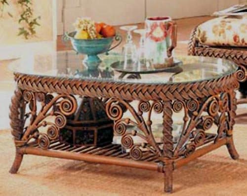 Majestic Rattan Coffee Table Model GCT in Brownwash Stain by Wicker Fair