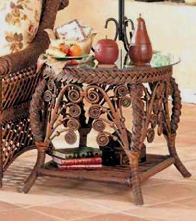 Majestic Rattan End Table Model MET in Brownwash Stain by Wicker Fair