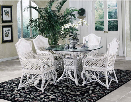 Majestic White Wicker Rattan Dining Arm Chairs MAC by Wicker Fair