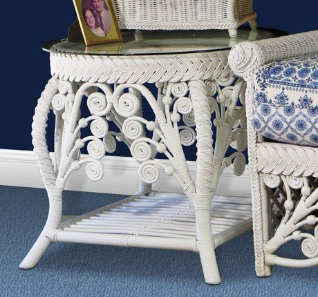 Majestic White Rattan 2 Pc Set with Arm Chair and End Table Model MAC-2PC-SET-WHT by Wicker Fair