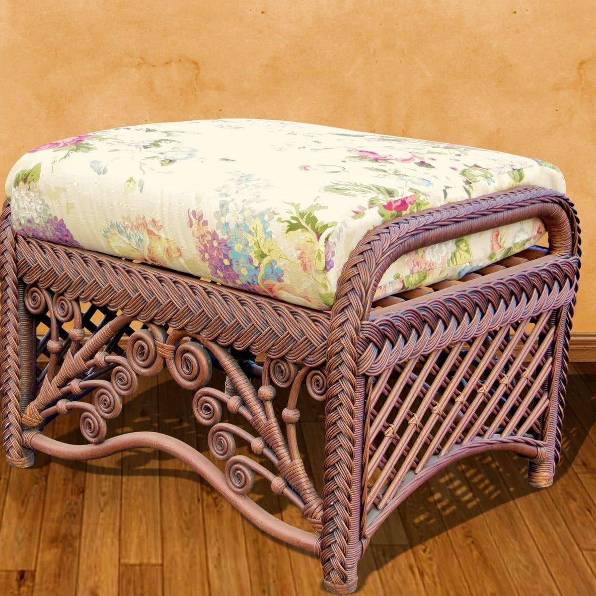 Gazebo Rattan Ottoman – Elegant Victorian Comfort – AmericanRattan
