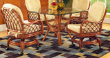 Grand Isle Rattan 6 Pc Swivel-Rock Caster Dining Set Made in the USA by Classic Rattan