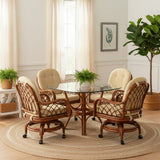 Grand Isle Rattan 6 Pc Swivel-Rock Caster Dining Set Made in the USA by Classic Rattan