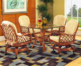 Grand Isle Rattan Swivel-Rock Caster Dining Chair Made in the USA by Classic Rattan