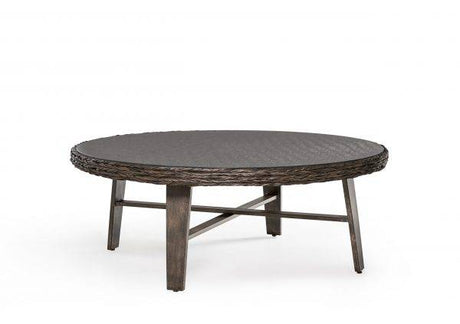 Grand Isle Outdoor Round Coffee Table with Glass Top 77445 by South Sea Rattan