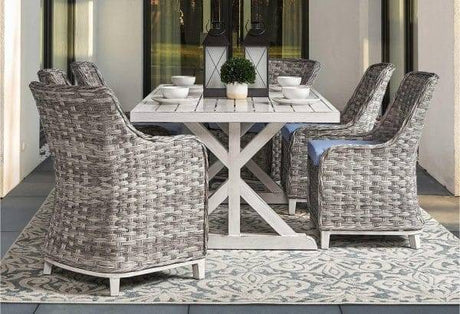 Grand Isle Outdoor Dining Arm Chair by South Sea Rattan Model 77421
