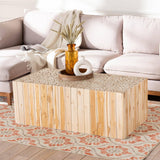 Grayson Wicker Fair Solid Teak Logs Coffee Table