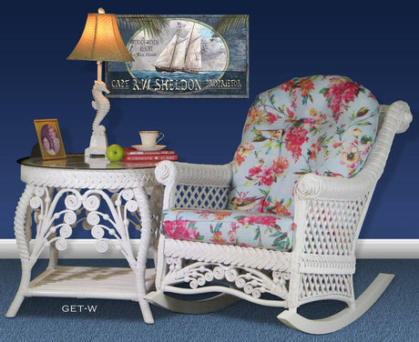 Majestic White Rattan Rocker Model MR by Wicker Fair
