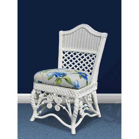 Majestic White Rattan 6 Pc Dining Set with Side Chairs by Wicker Fair