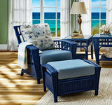 Guadalupe Rattan and Wicker Ottoman in Blue Coastal Finish by Stanley Chair
