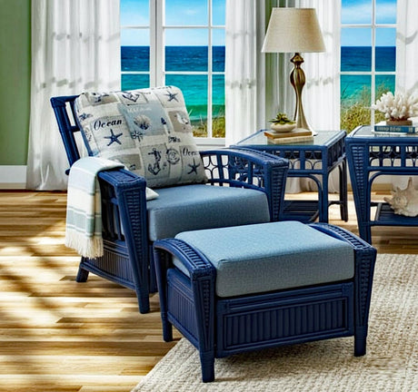 Guadalupe Rattan and Wicker 6 Pc Set in Blue Coastal Finish by Stanley Chair
