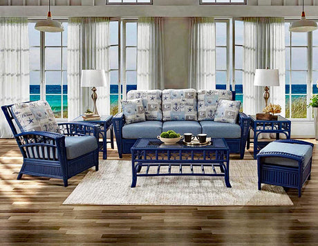 Guadalupe Rattan and Wicker 4 Pc Set in Blue Coastal Finish by Stanley Chair