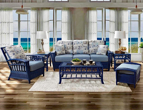 Guadalupe Rattan and Wicker Arm Chair in Blue Coastal Finish by Stanley Chair