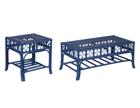 Guadalupe Rattan and Wicker 4 Pc Set in Blue Coastal Finish by Stanley Chair
