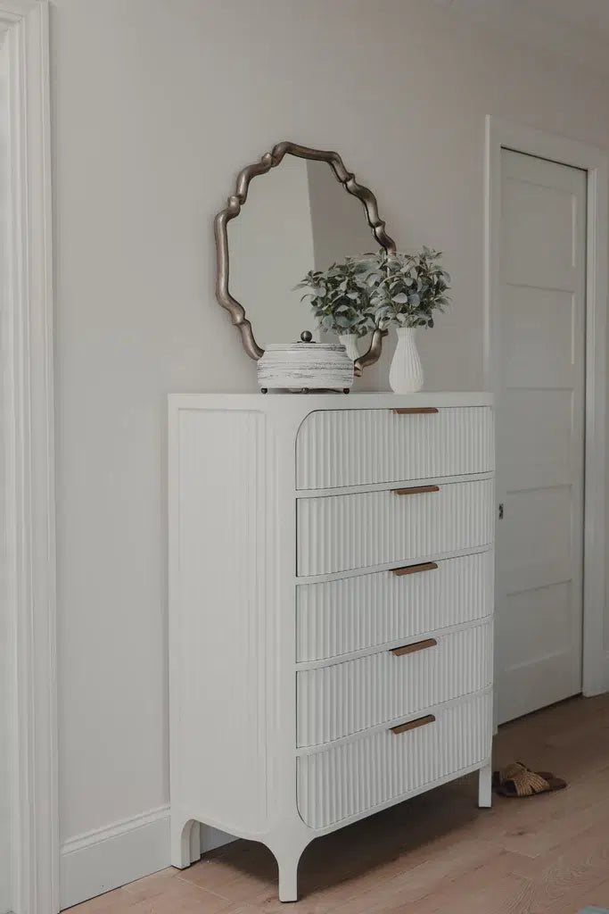 Genevie Reed 5-Drawer Solidwood Chest Model B49935-WHITE By Seawinds Trading