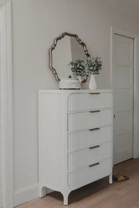 Genevie Reed 5-Drawer Solidwood Chest Model B49935-WHITE By Seawinds Trading
