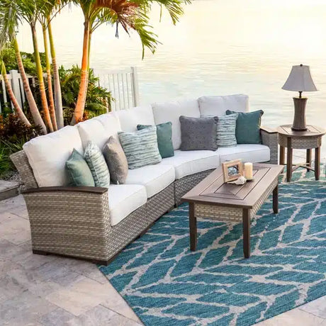 Get Away Outdoor Wicker Round End Table in Pebblestone Model 641820PST