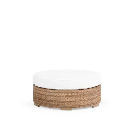 Get Away Outdoor Wicker Round Ottoman in Sandstone Model 641814SSTWTK