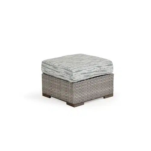 Get Away Outdoor Wicker Square Ottoman in Pebblestone Model 641808PSTVWN