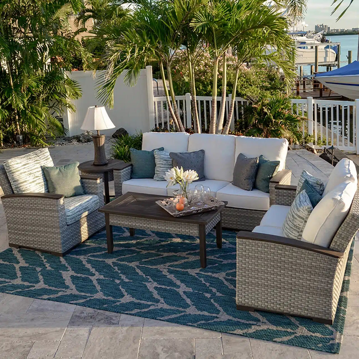 Get Away Outdoor Wicker Swivel Glider in Pebblestone Model 641807PST