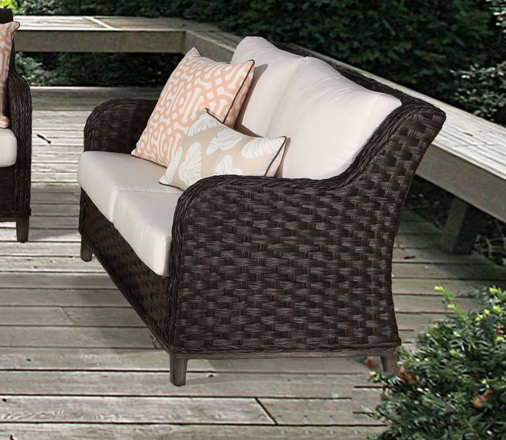 Grand Isle Outdoor Patio Wicker Loveseat Model 77402 by South Sea Rattan