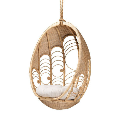 Laguna Modern Bohemian Natural Brown Rattan Hanging Chair