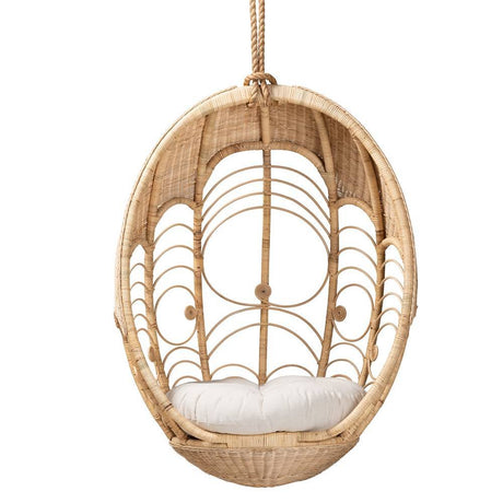 Laguna Modern Bohemian Natural Brown Rattan Hanging Chair
