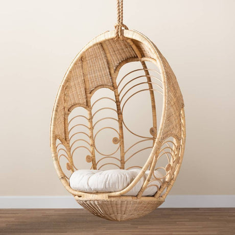Laguna Modern Bohemian Natural Brown Rattan Hanging Chair