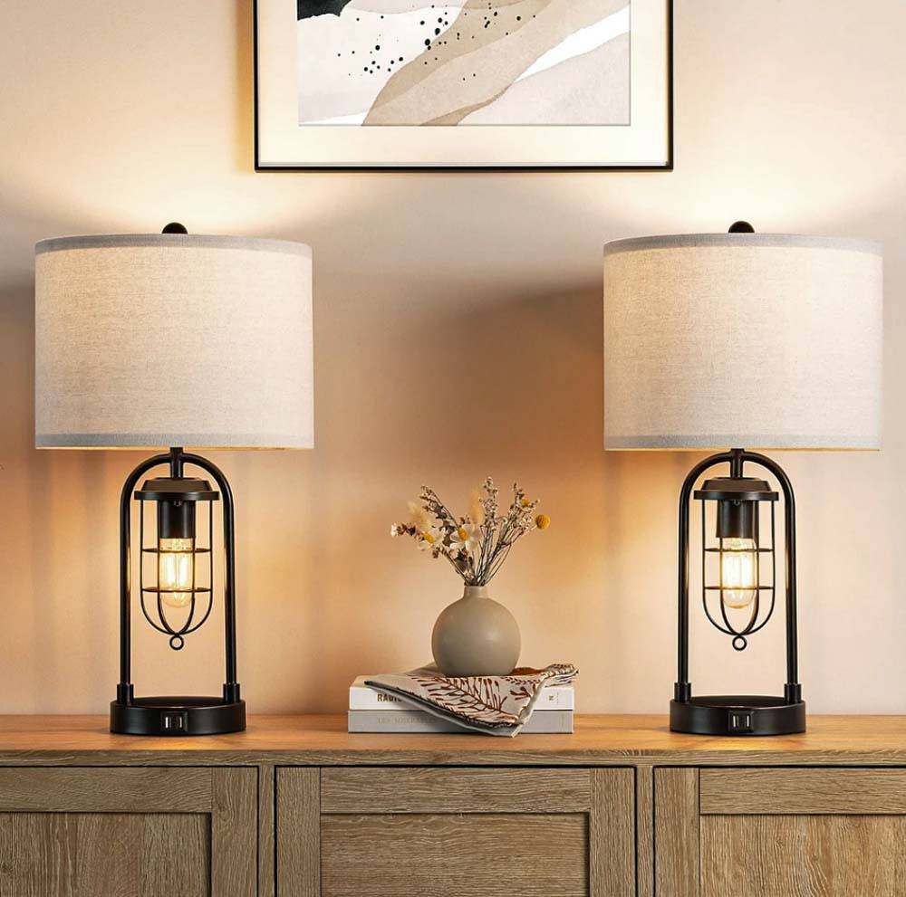 Coastal Harbor Bronze Set-of-2 Lamps with USB Port