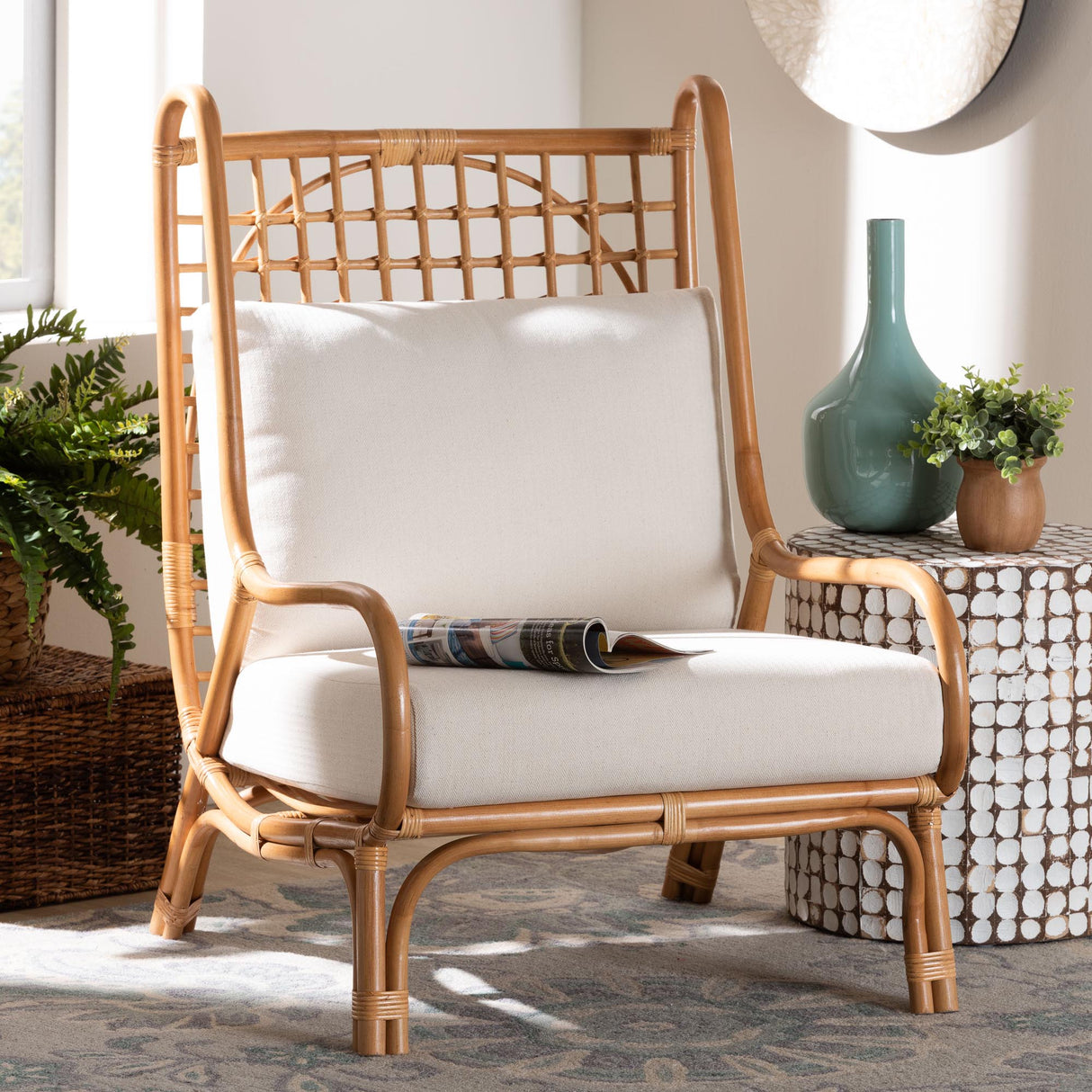 Selina Bohemian Light Honey Rattan Accent Chair by Wicker Fair